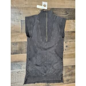 NWT Daily Practice Anthropologie Meru Zip Front Mini Dress w/‎ Pockets XS Black